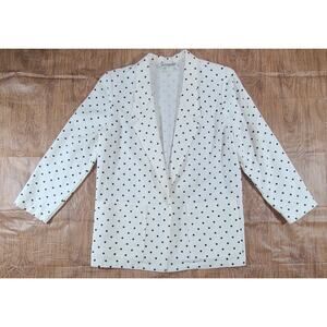 Vintage 80s Polka Dot Blazer One Button 2 Pocket USA Lightweight SZ 12